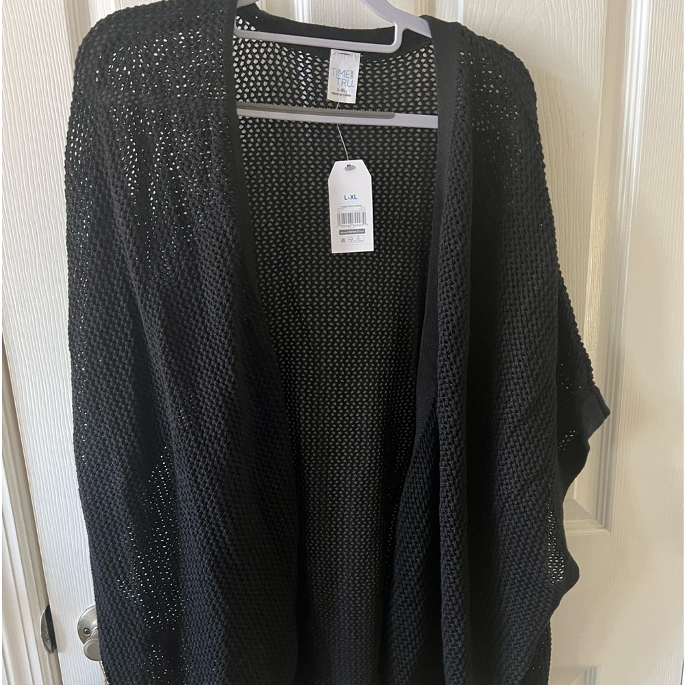 NWT L/XL Sweater Shrug/Kimono Time & True Black